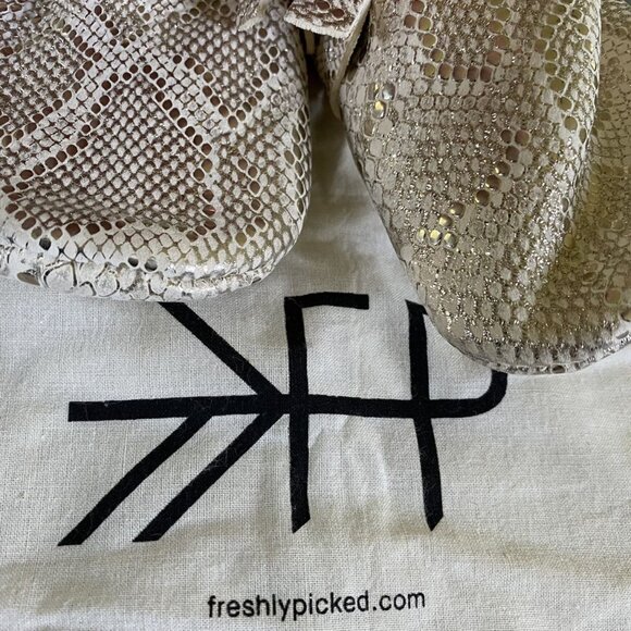Freshly Picked Gold Metallic Snakeskin Print Moccs - Picture 2 of 6